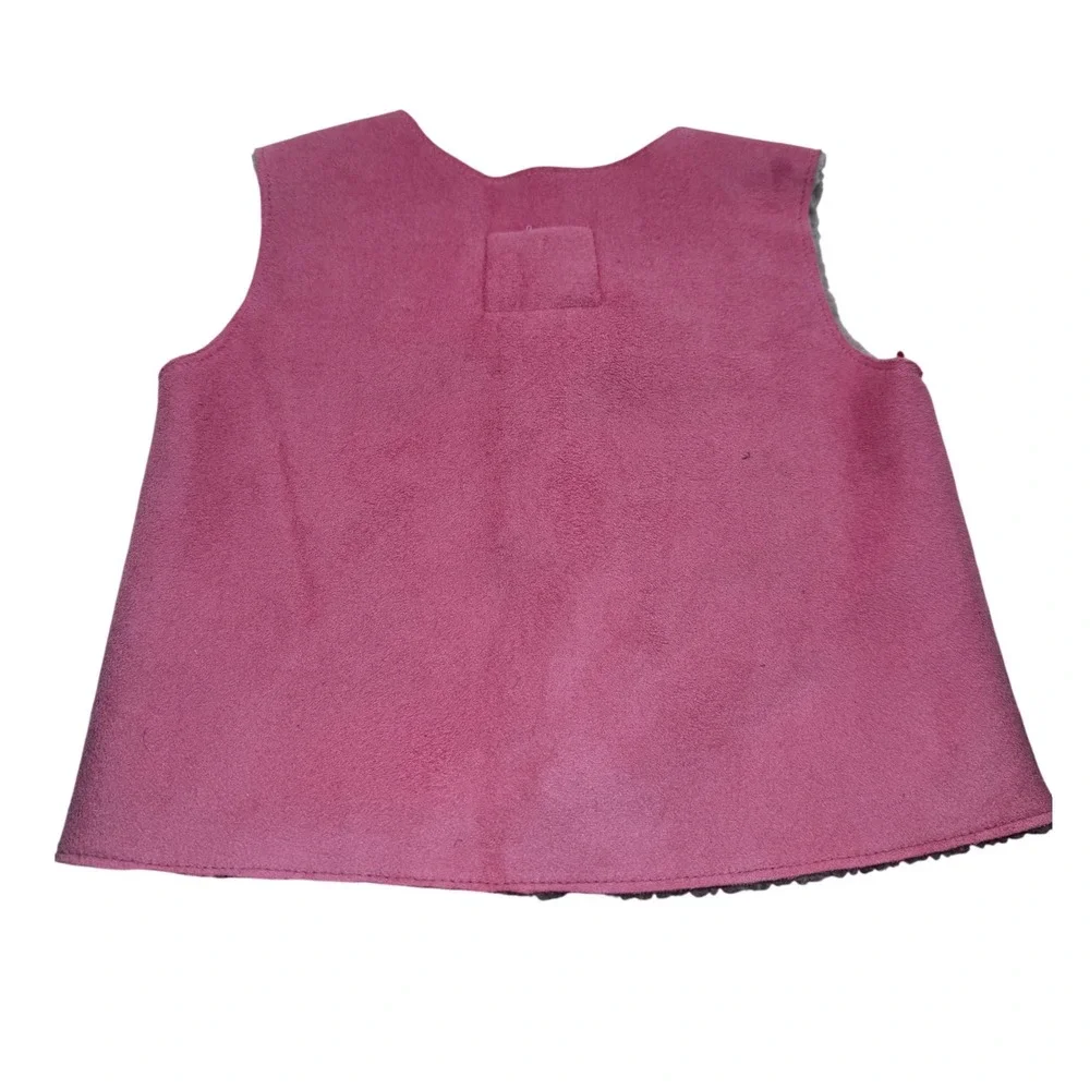 OshKosh Baby Girls Pink Faux Suede Sherpa Lined Floral Embroidered Vest 24M